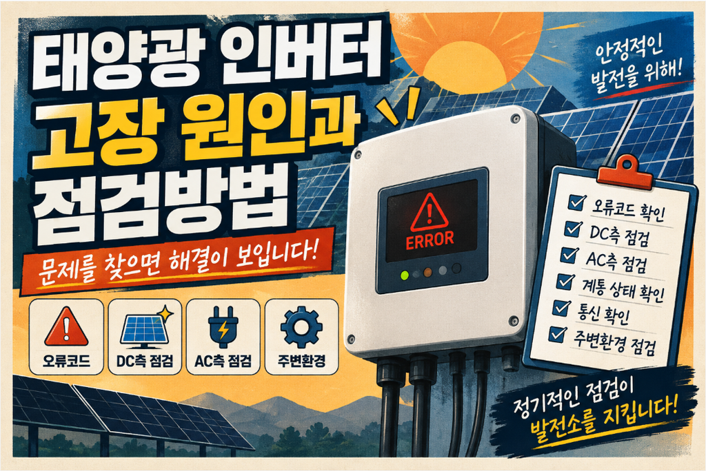 🚨태양광 인버터 고장 원인과 점검방법|설계·시공·유지관리 경험으로 알아보기 1 image 19