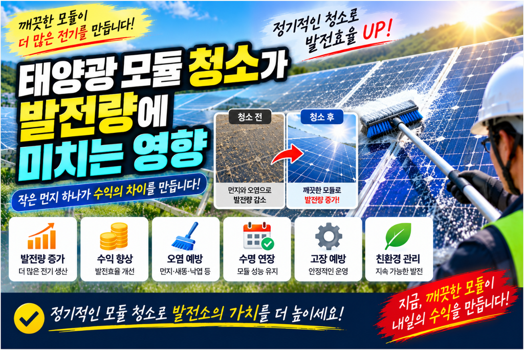 🧼 태양광 모듈 청소가 발전량에 미치는 영향|설계·시공·유지관리 경험으로 알아보기 1 image 27