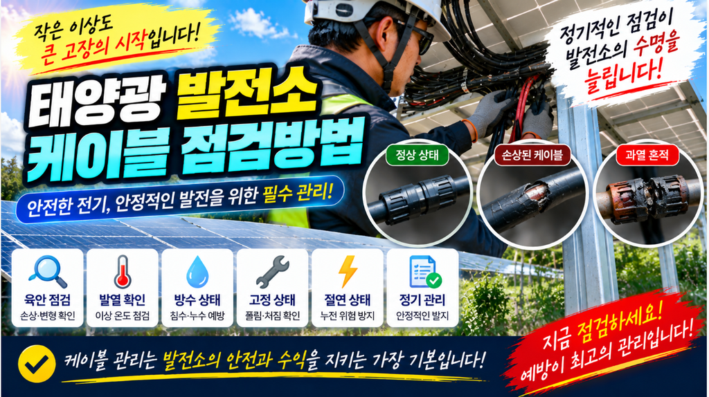 🔌 태양광 발전소 케이블 점검방법|DC·AC 케이블 손상과 발열, 유지관리 핵심 1 image 30