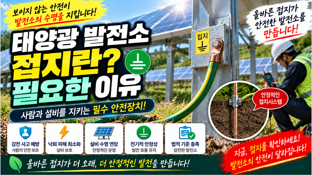 ⚡ 태양광 발전소 접지란? 필요한 이유|감전·낙뢰·전기설비 보호를 위한 기본 원리 1 image 32