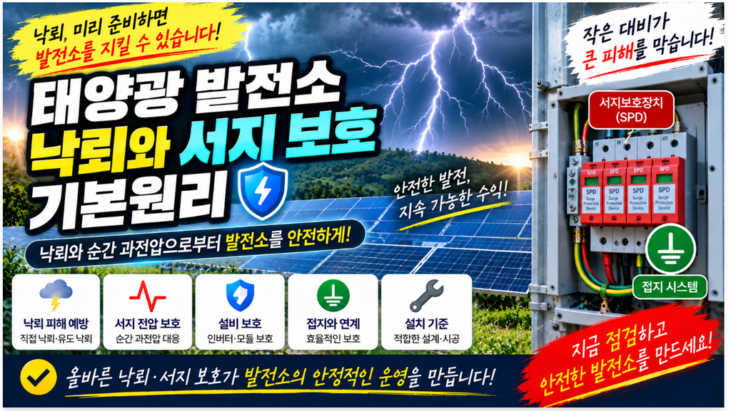 ⚡ 태양광 발전소 낙뢰와 서지 보호 기본원리|SPD·접지·전기설비 보호방법 1 image 33