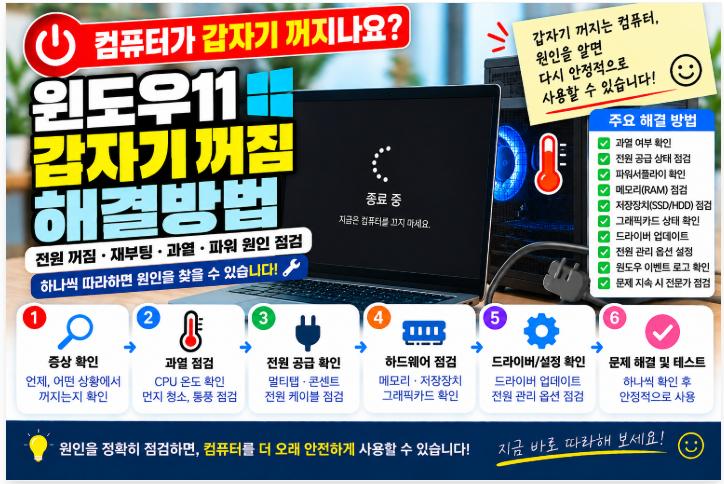 ⚡ 컴퓨터 갑자기 꺼짐 해결방법|전원 꺼짐·자동 재부팅·과열·파워서플라이 원인 점검 1 image 59