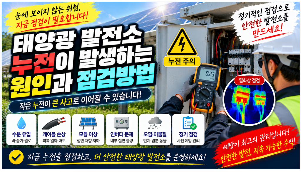 ⚠️ 태양광 발전소 누전이 발생하는 원인|케이블·모듈·인버터 점검방법 1 image 86