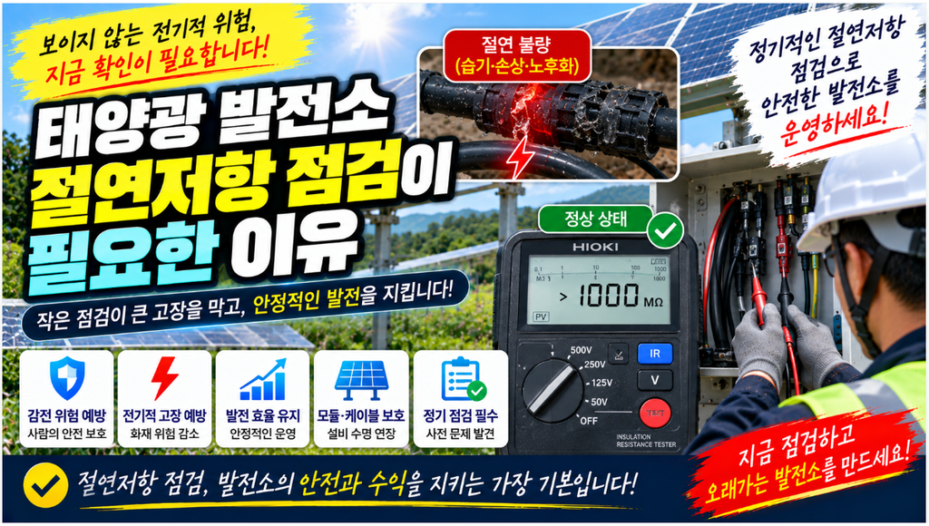 🔎 태양광 발전소 절연저항 점검이 필요한 이유|누전·케이블 손상·수분 유입 확인방법 1 image 87